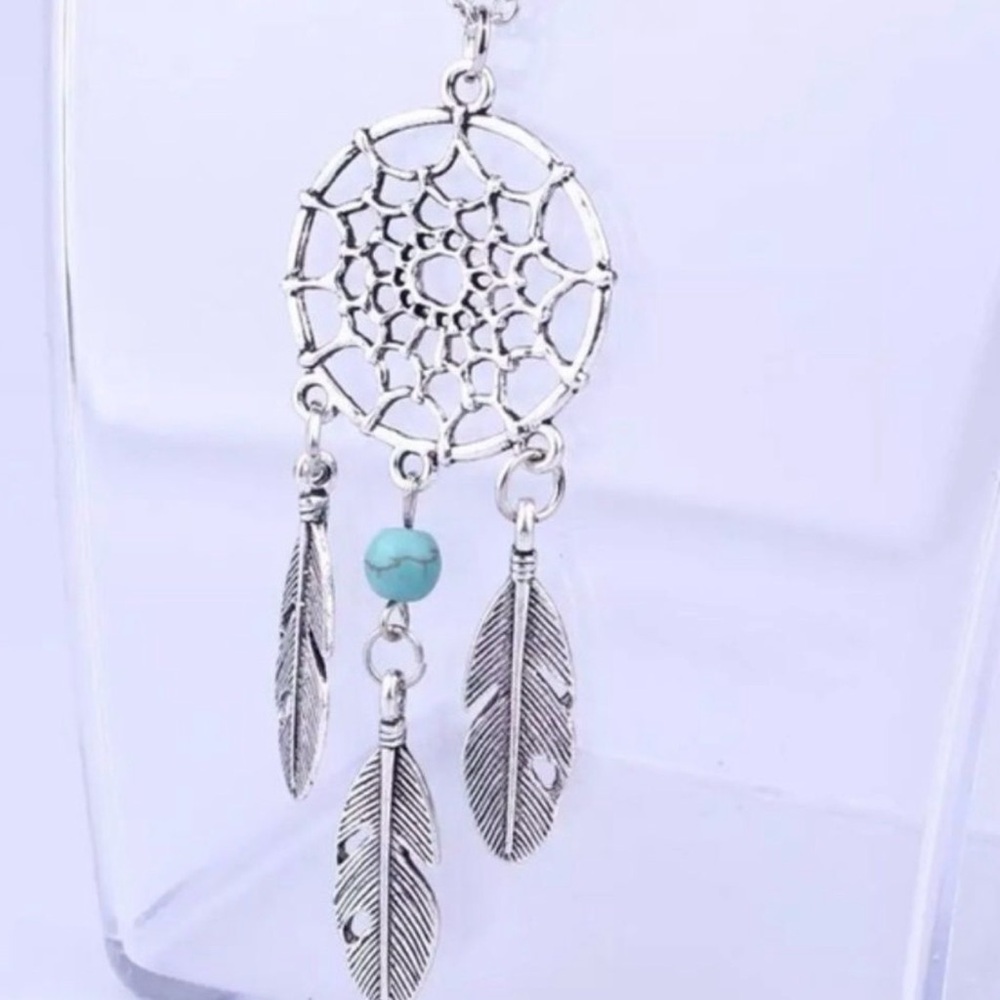 Be Still Boutique Silver Dreamcatcher Necklace with Blue Accent - Picture 2 of 8